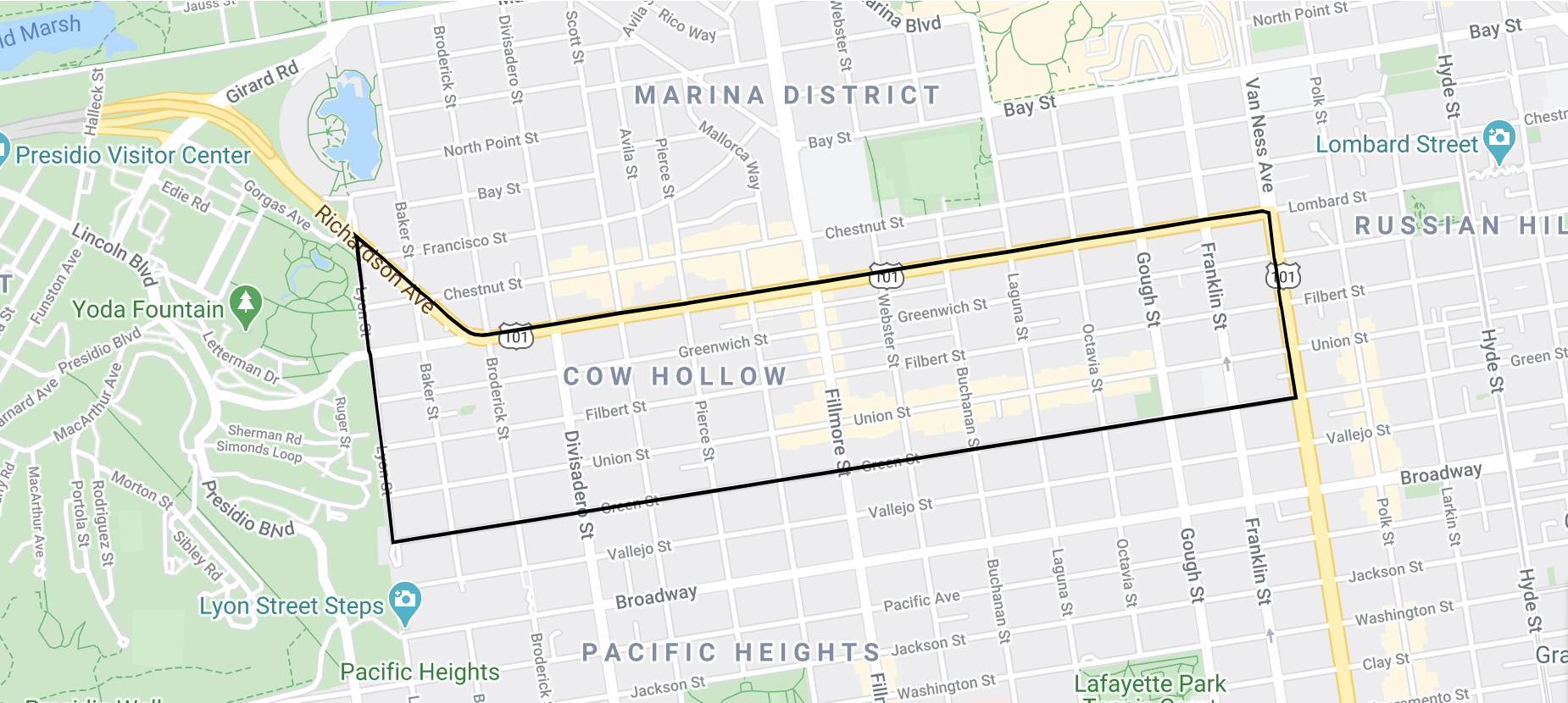 Cow Hollow Map 